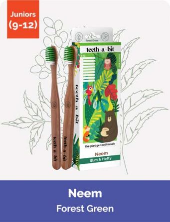 The Pledge Therapeutic Neem Forest Green Junior Toothbrush