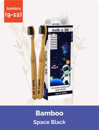 The Pledge Bamboo Space Black Junior Toothbrush