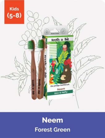 The Pledge Therapeutic Neem Forest Green Kid Toothbrush